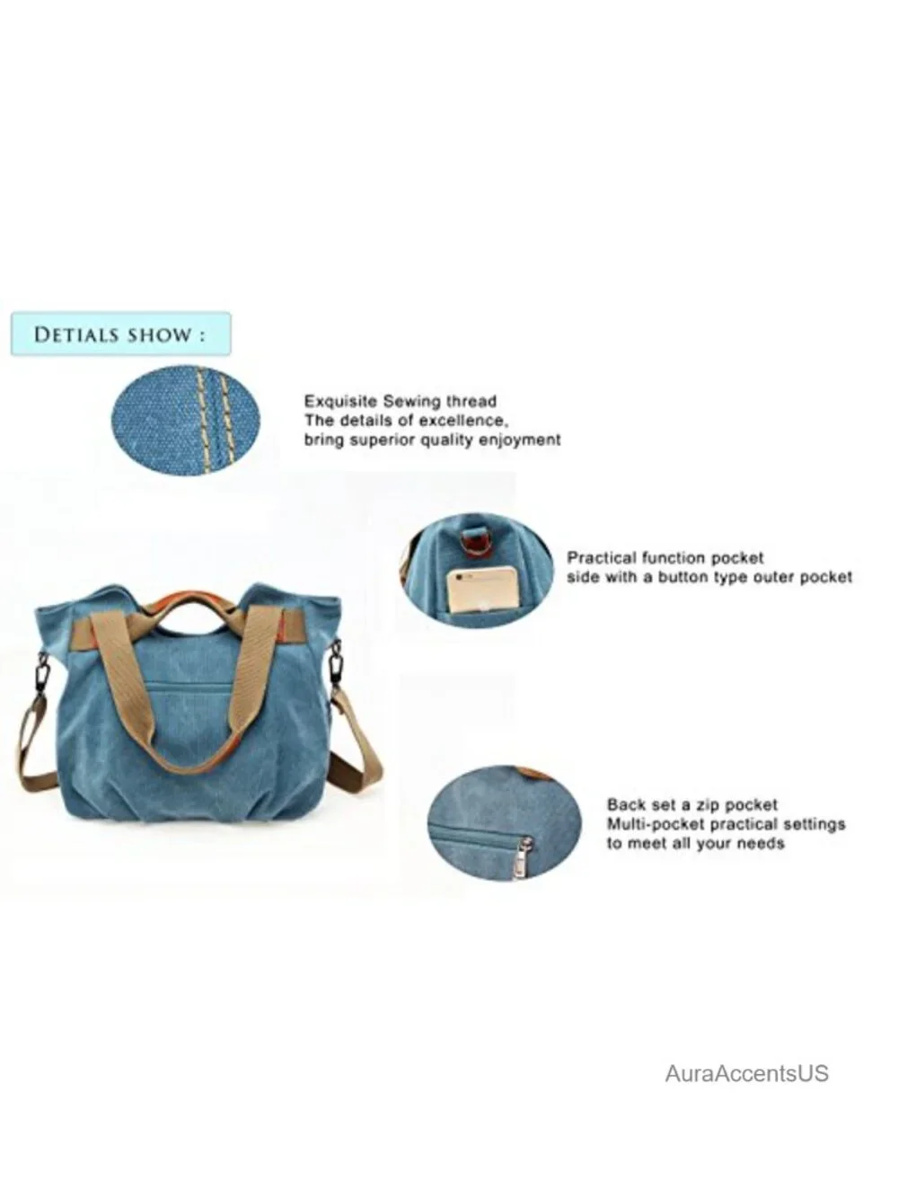 Vintage Canvas Hobo Shoulder Bag Women Ladies Daily Purse Tote Shopper Handbag